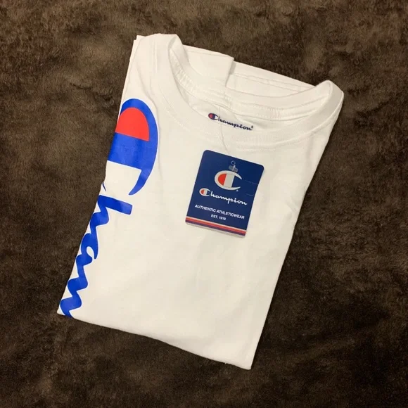 Champion White Long Sleeve Tee (Kids) - Picture 5 of 5
